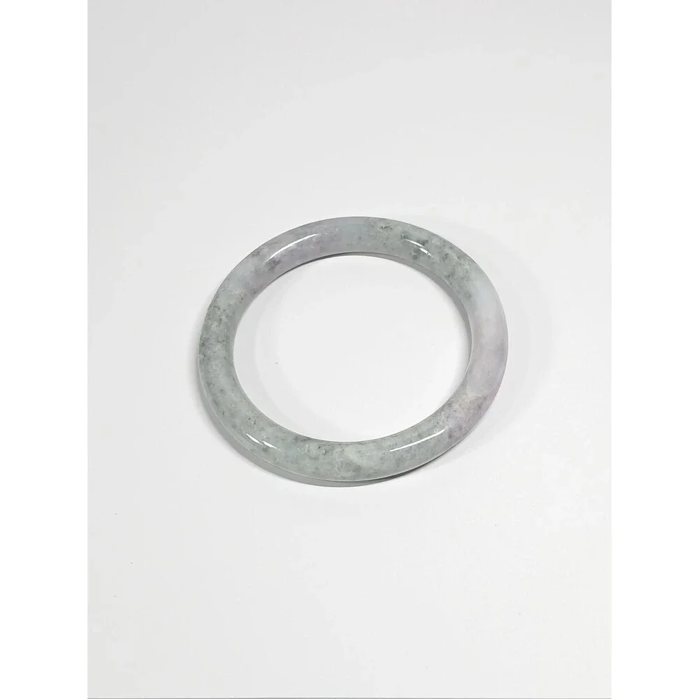 Natural Gray Jadeite Bangle Light Purple Green Tones 2.75